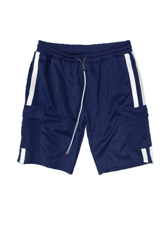 Two Stripe Cargo Pouch Shorts - Blu Lotus Boutique