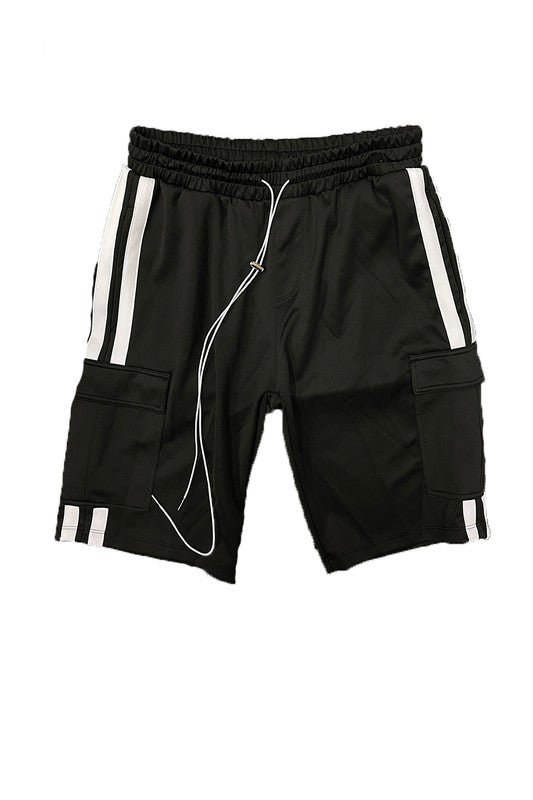 Two Stripe Cargo Pouch Shorts - Blu Lotus Boutique