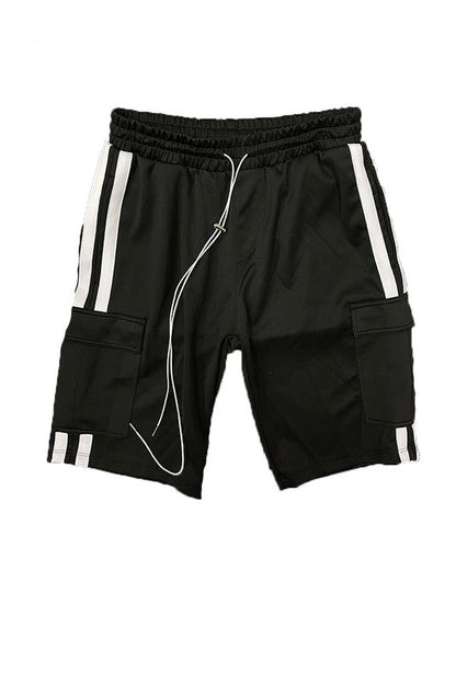 Two Stripe Cargo Pouch Shorts - Blu Lotus Boutique