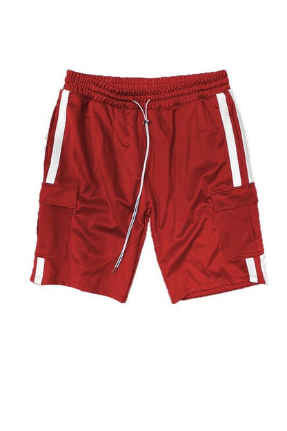 Two Stripe Cargo Pouch Shorts - Blu Lotus Boutique