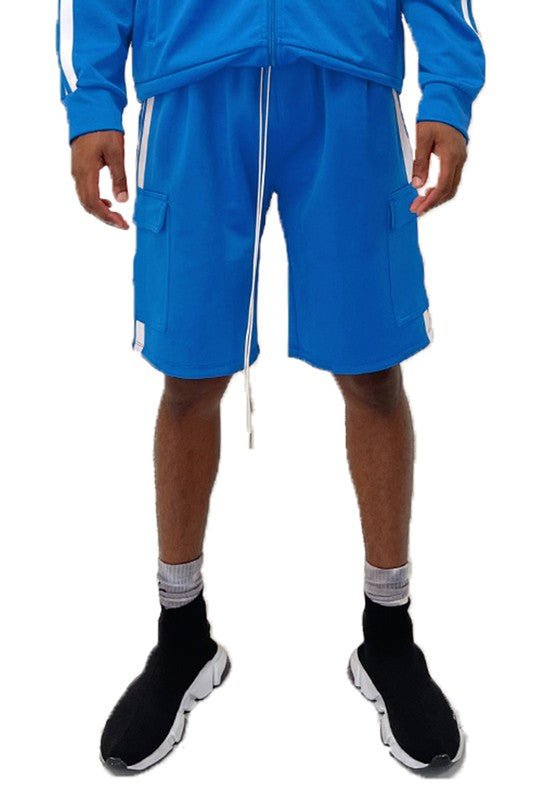 Two Stripe Cargo Pouch Shorts - Blu Lotus Boutique