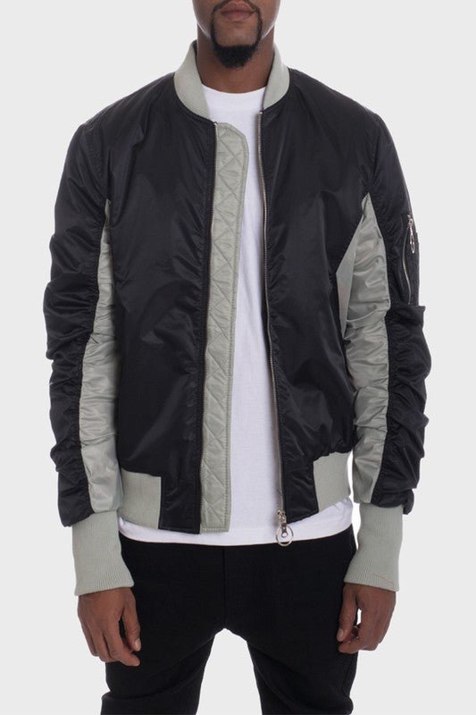 TWO TONE COLOR BLOCK BOMBER JACKET - Blu Lotus Boutique