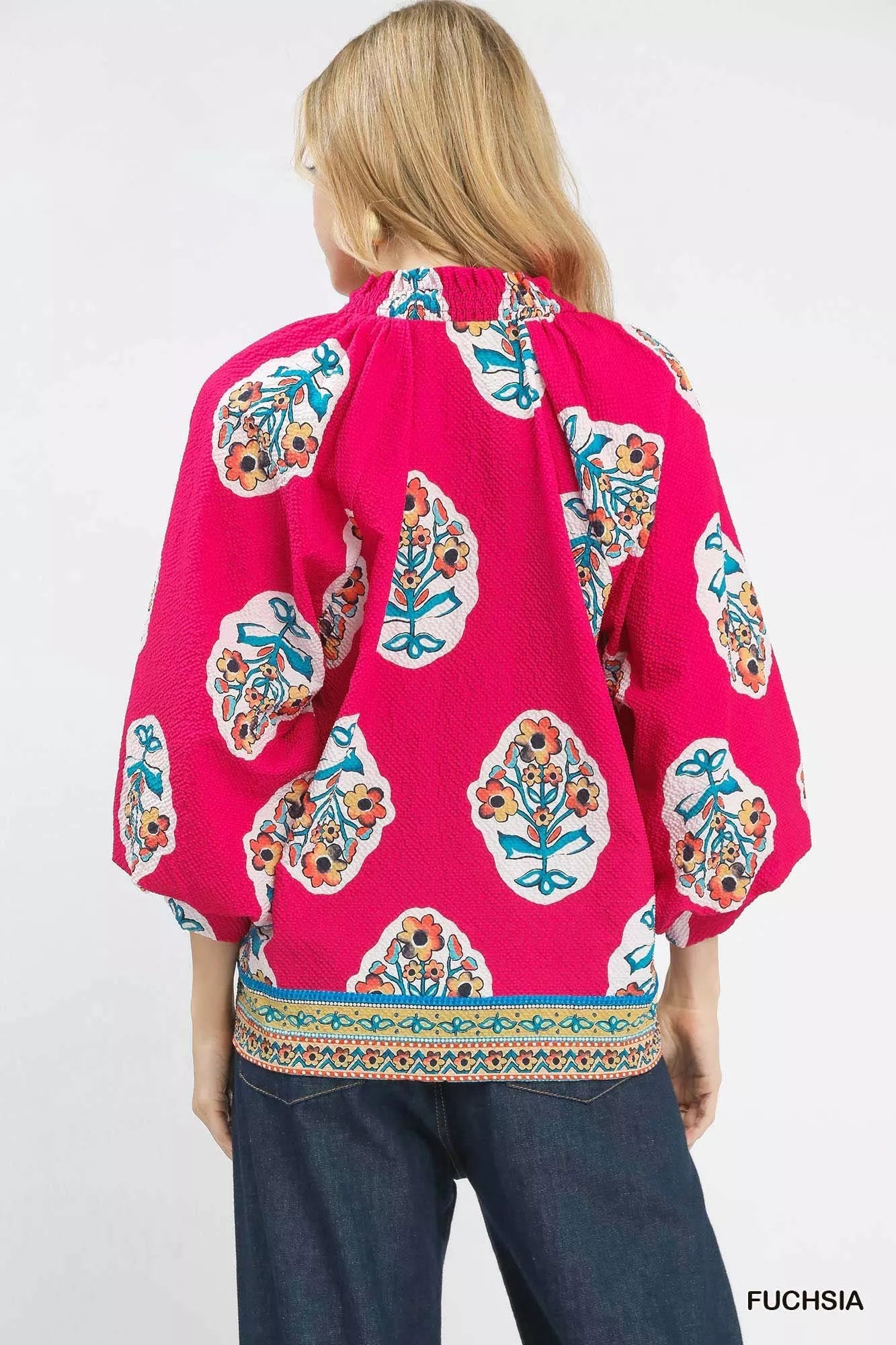 Umgee Boho Floral Print Tunic Blouse - Blu Lotus Boutique