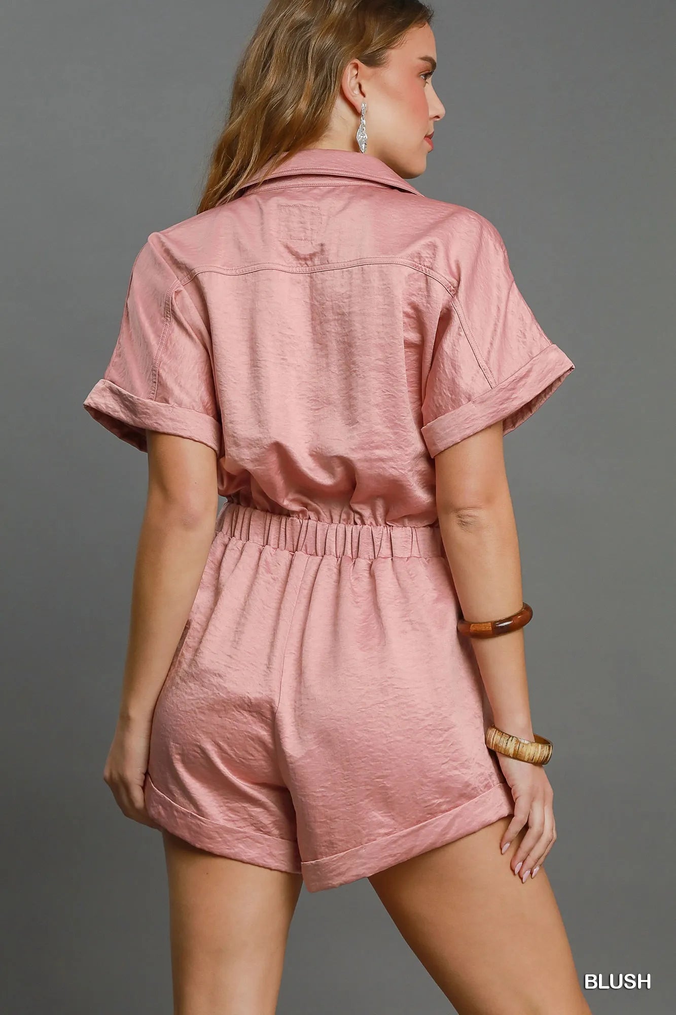 Umgee Button Down Charmeuse Romper - Blu Lotus Boutique