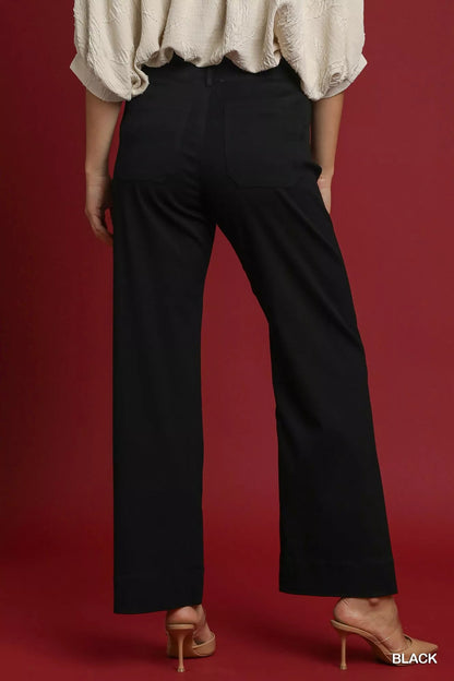 Umgee Button Stretched Pants - Blu Lotus Boutique
