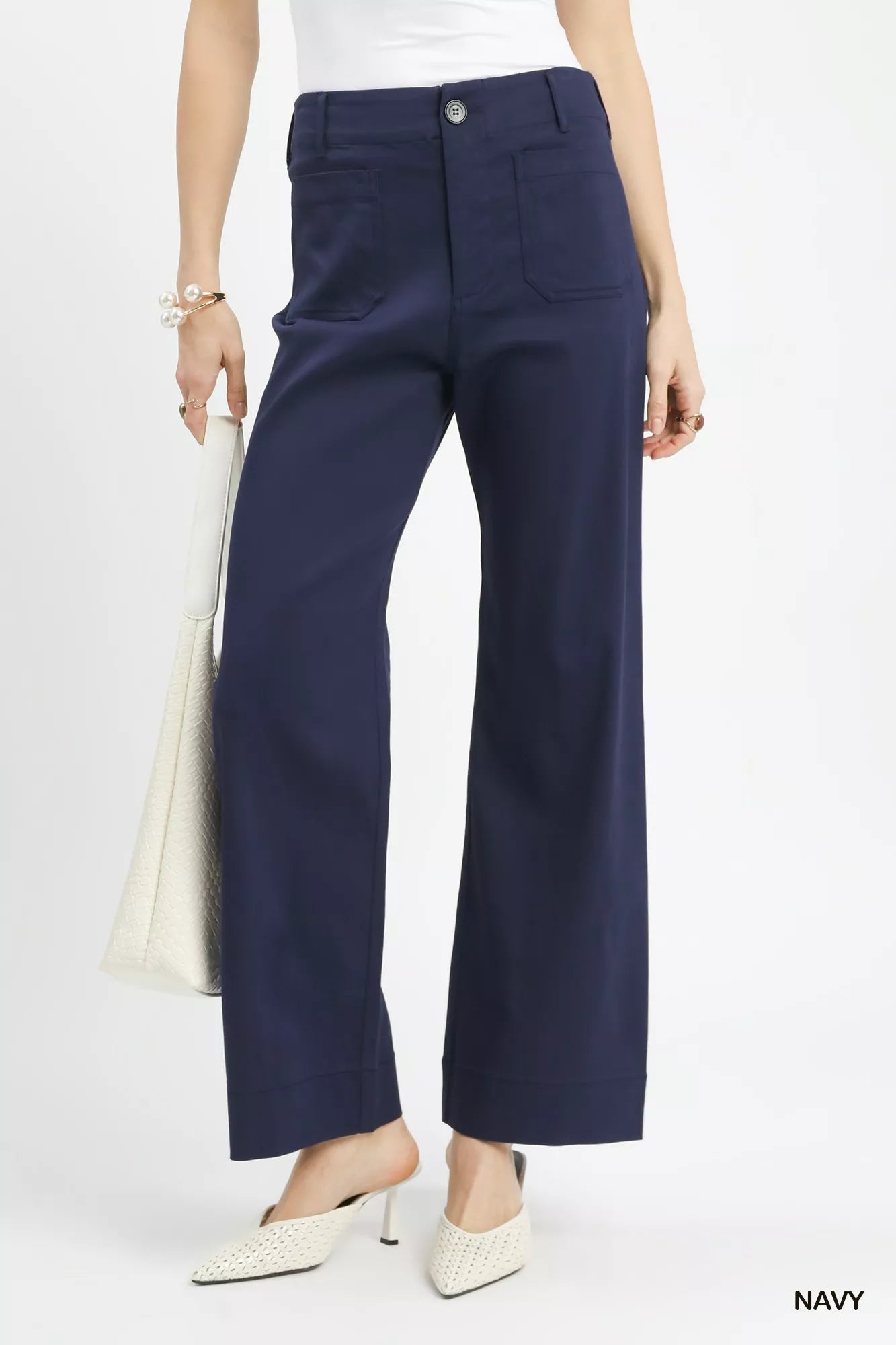 Umgee Button Stretched Pants - Blu Lotus Boutique
