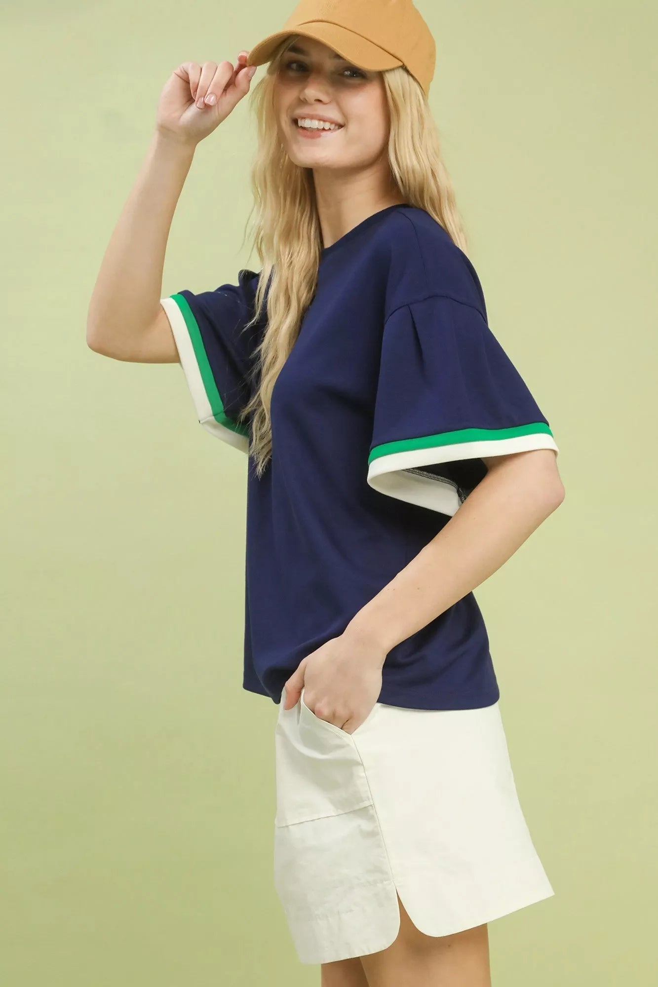 Umgee Contrast Trim Bell Sleeve Top - Blu Lotus Boutique