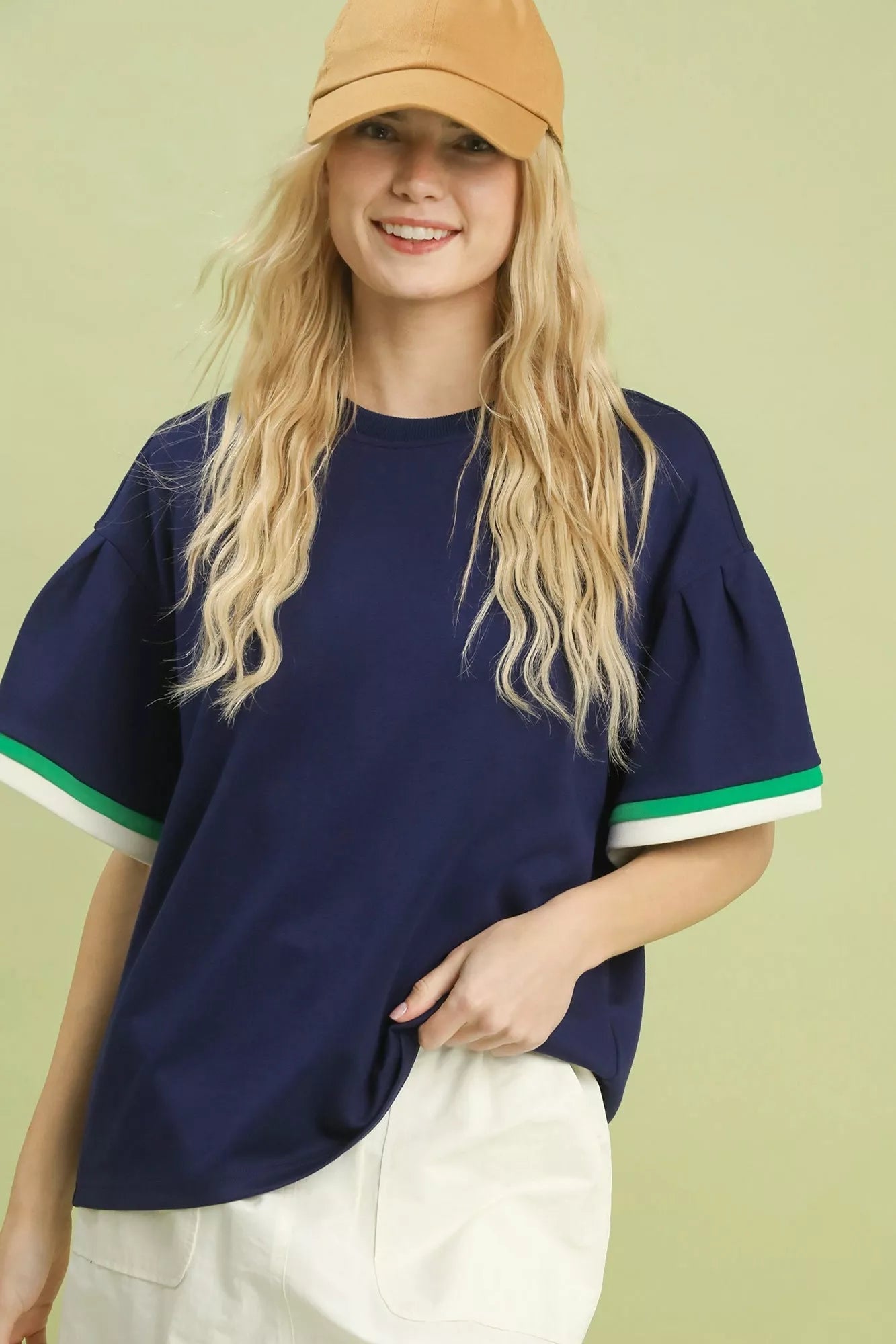 Umgee Contrast Trim Bell Sleeve Top - Blu Lotus Boutique