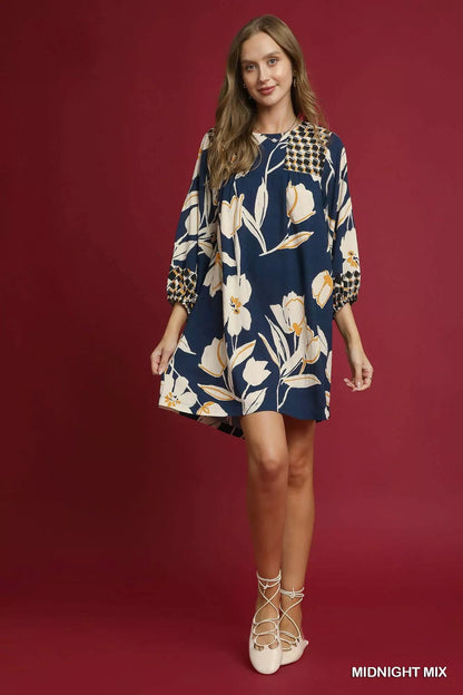 Umgee Floral High - Low Babydoll Dress - Blu Lotus Boutique