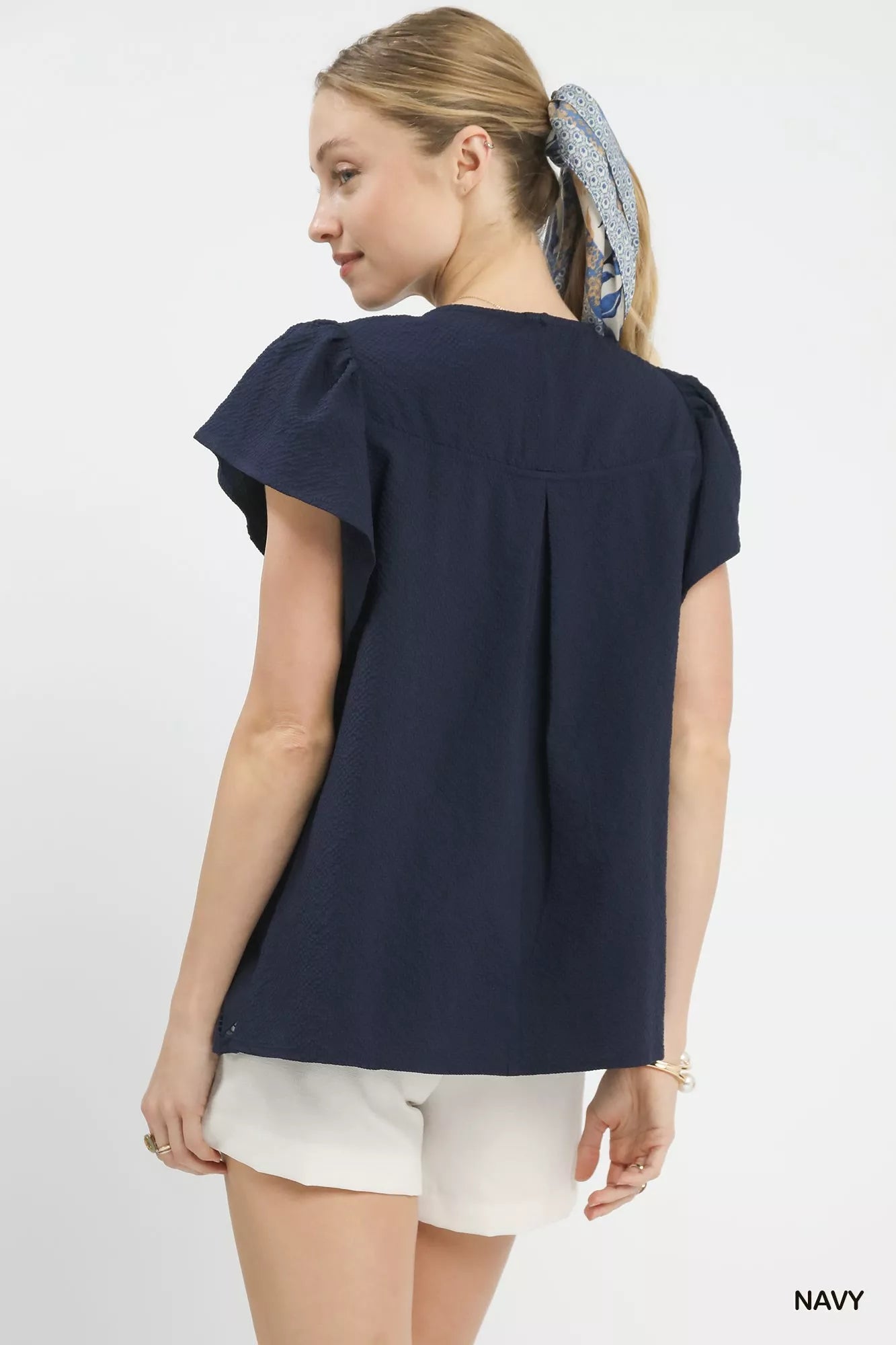 Umgee Floral Lace Overlay Flutter Sleeve Top - Blu Lotus Boutique