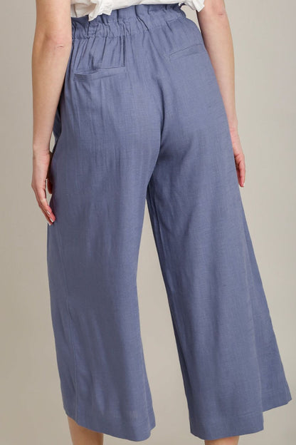Umgee Full Size Linen Wide Fit Pants with Drawstring Plus Size - Blu Lotus Boutique