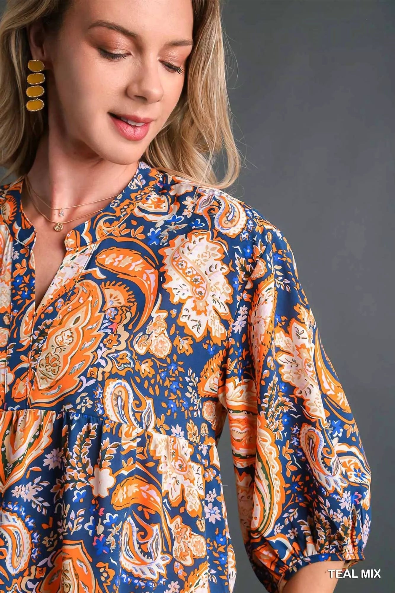 Umgee Mix Paisley Boho Tunic Blouse - Blu Lotus Boutique