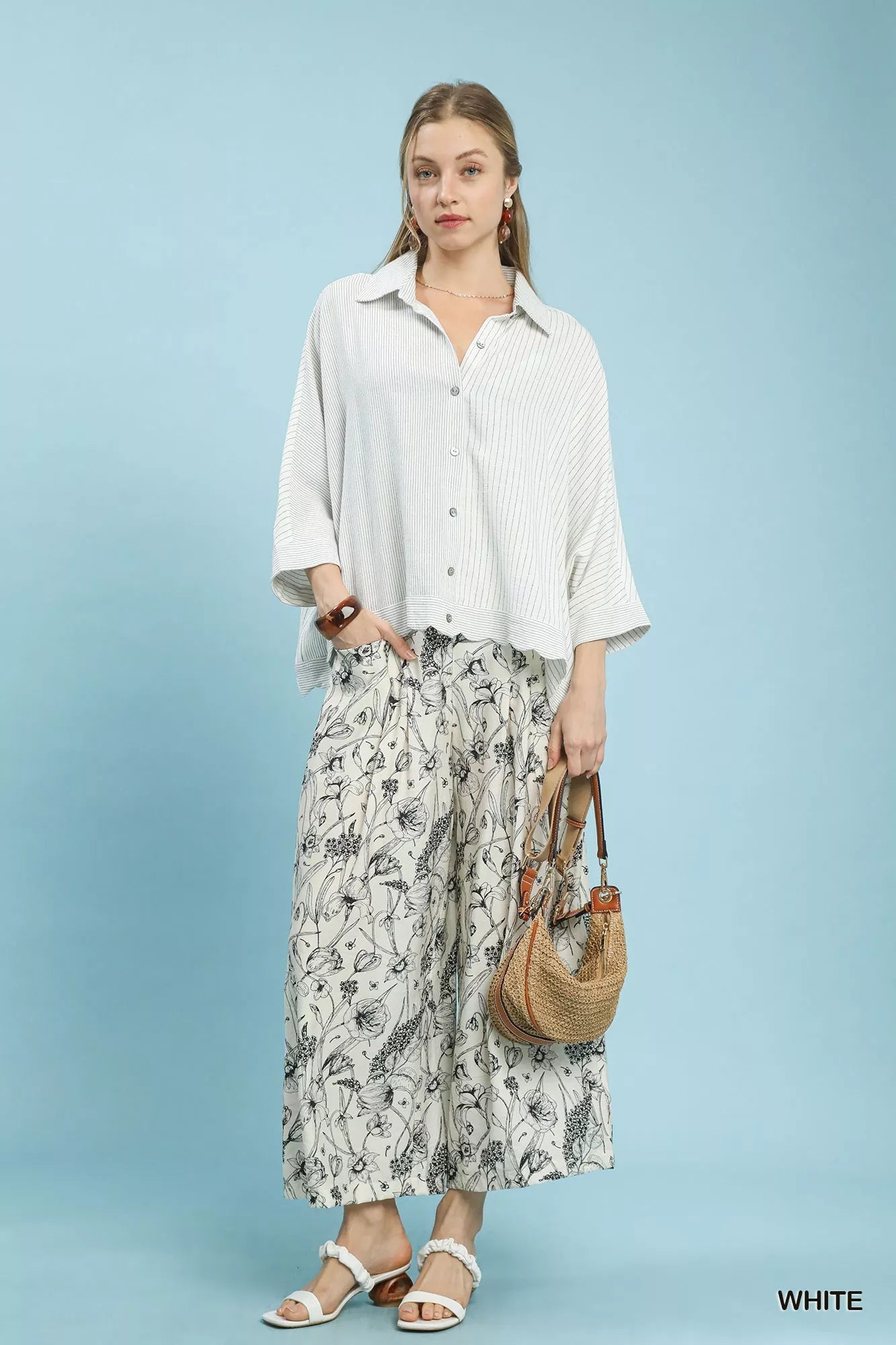 Umgee Oversized Striped Button - Down Shirt - Blu Lotus Boutique