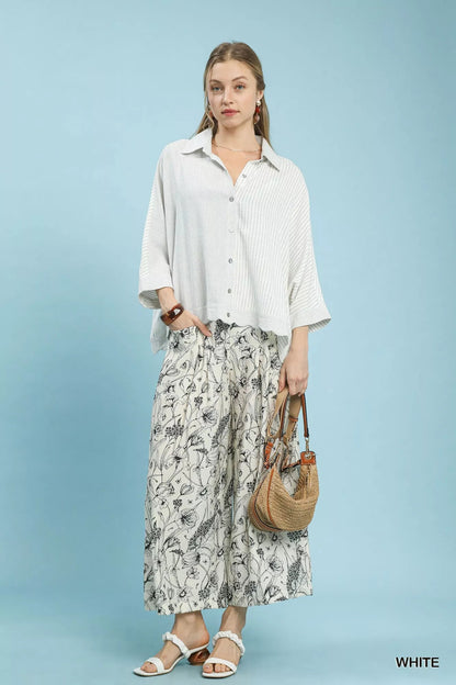 Umgee Oversized Striped Button - Down Shirt - Blu Lotus Boutique