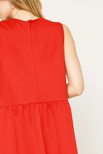 Umgee Round Neck Sleeveless Tank Dress with Pockets - Blu Lotus Boutique