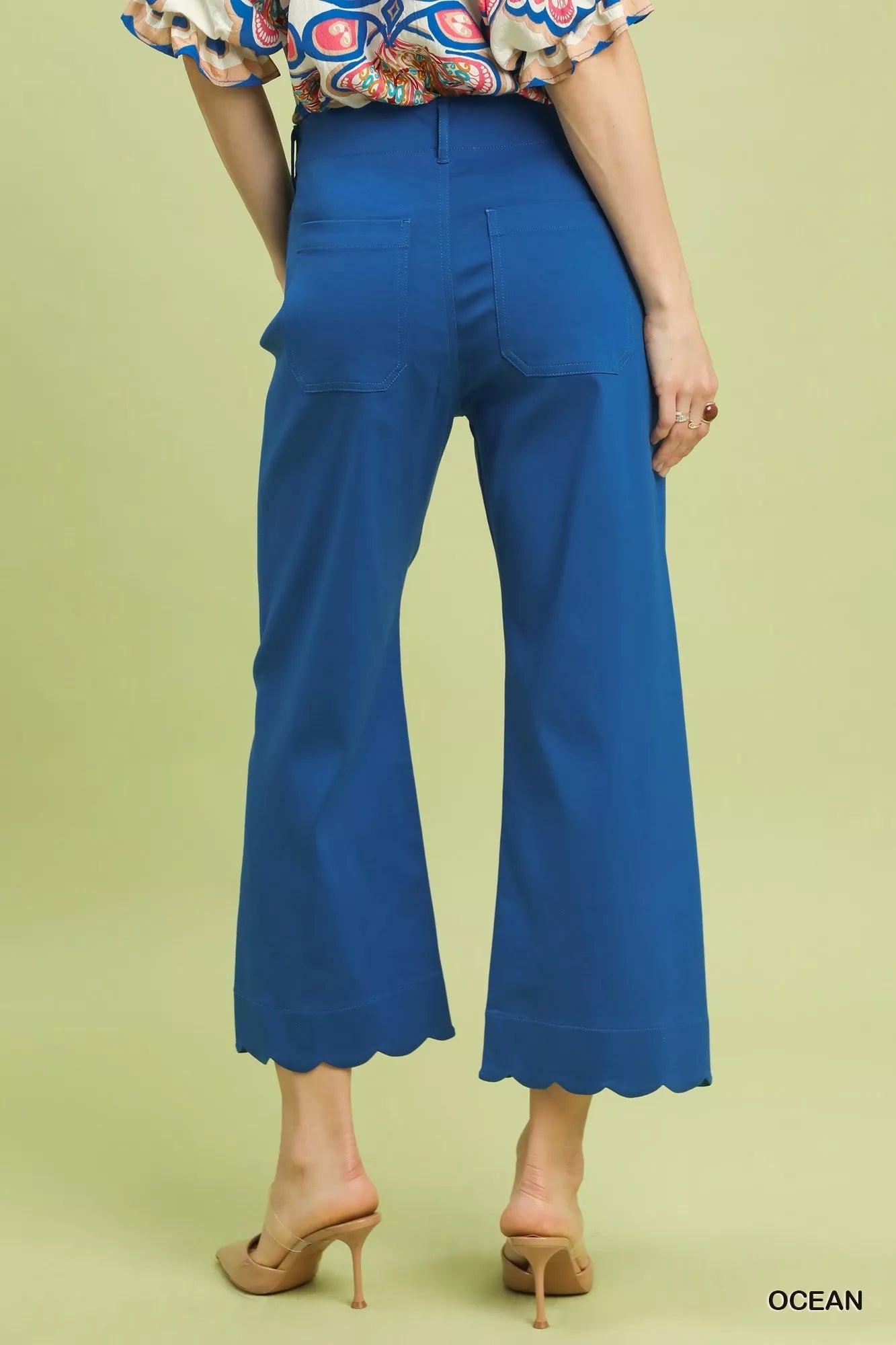 Umgee Scallop Hem Wide Leg Pants - Blu Lotus Boutique