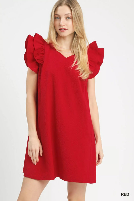 Umgee Seersucker Ruffle Shift Dress - Blu Lotus Boutique