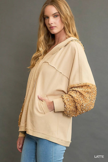 Umgee Sequined French Terry Jacket - Blu Lotus Boutique