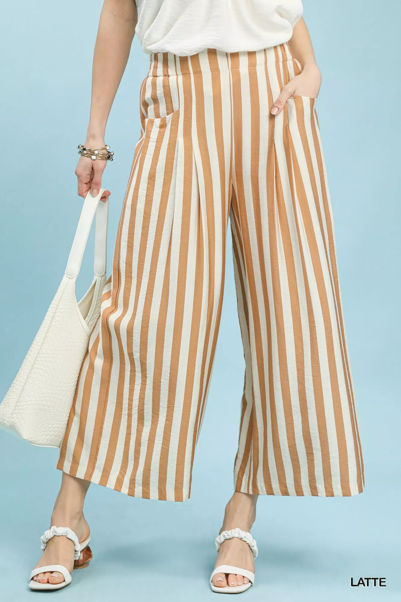 Umgee Vertical Stripe Wide Leg Pants - Blu Lotus Boutique
