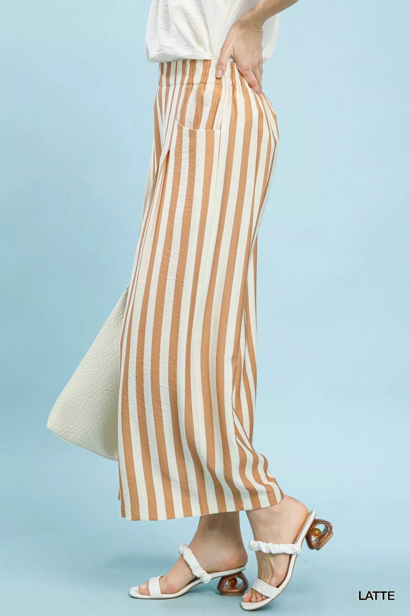 Umgee Vertical Stripe Wide Leg Pants - Blu Lotus Boutique