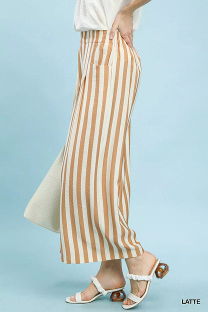 Umgee Vertical Stripe Wide Leg Pants - Blu Lotus Boutique