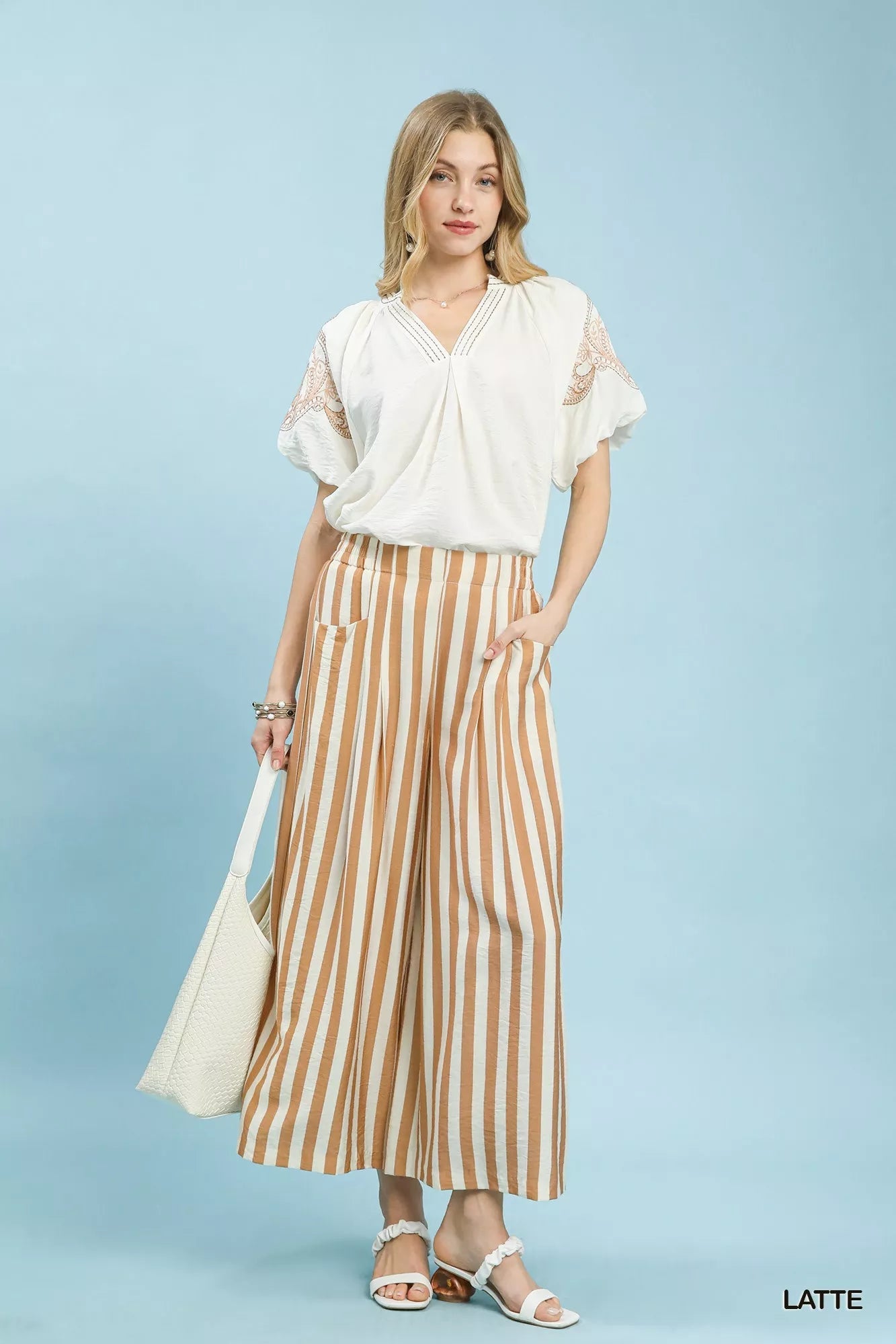 Umgee Vertical Stripe Wide Leg Pants - Blu Lotus Boutique