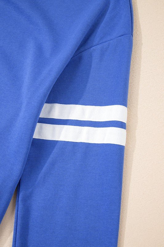 Varsity Stripe Long Sleeve Sweatshirt Dress - Blu Lotus Boutique