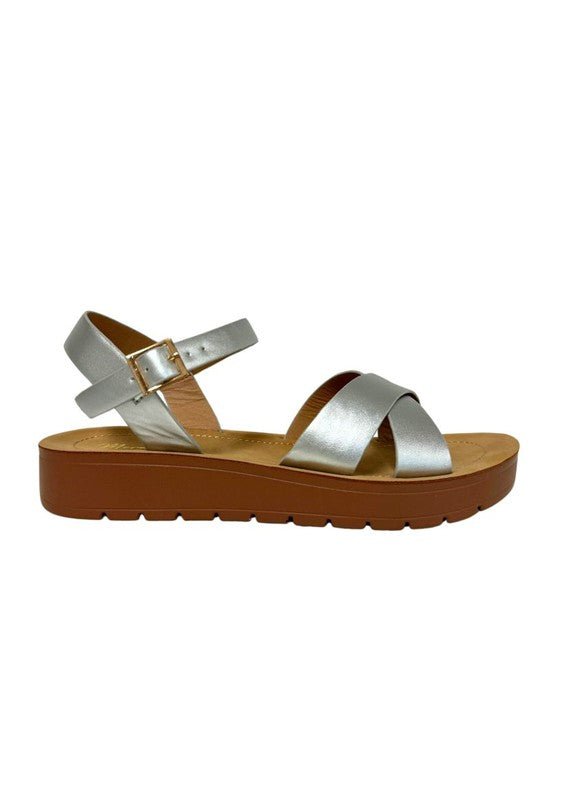 VERA METALLIC COMFORTABLE SANDALS - FLATS - Blu Lotus Boutique