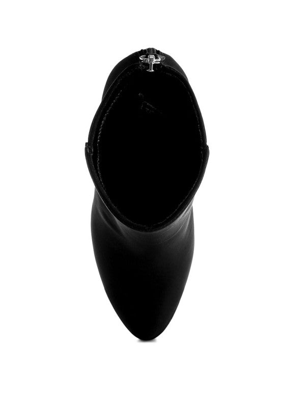 Veyara Lycra Block Heel Ankle Boots - Blu Lotus Boutique
