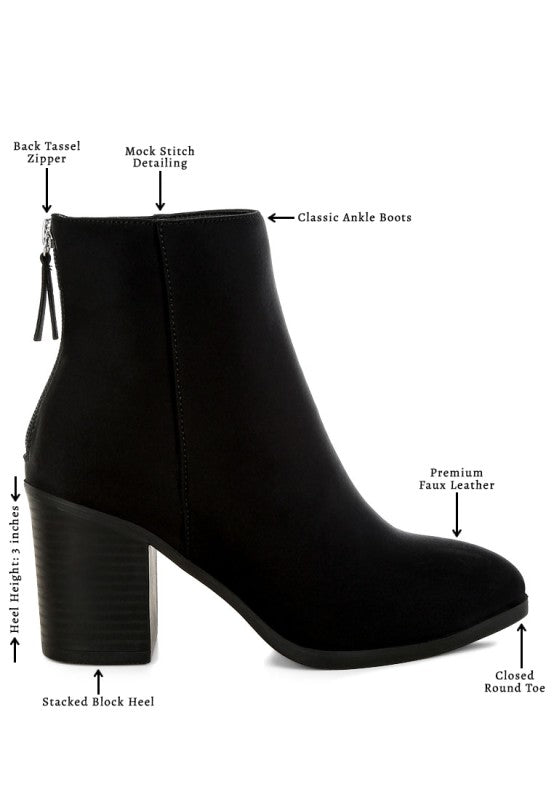 Veyara Lycra Block Heel Ankle Boots - Blu Lotus Boutique