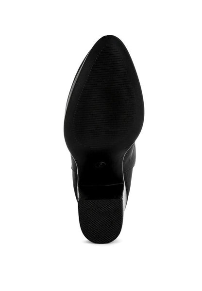 Veyara Lycra Block Heel Ankle Boots - Blu Lotus Boutique