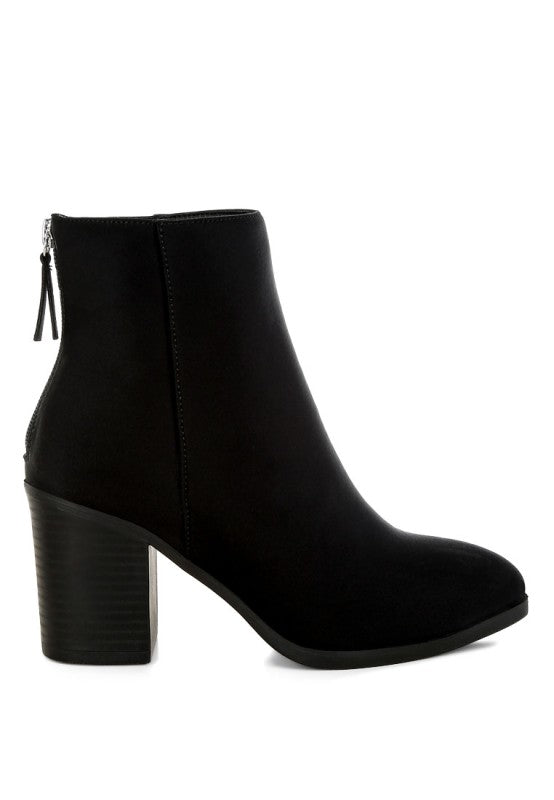 Veyara Lycra Block Heel Ankle Boots - Blu Lotus Boutique