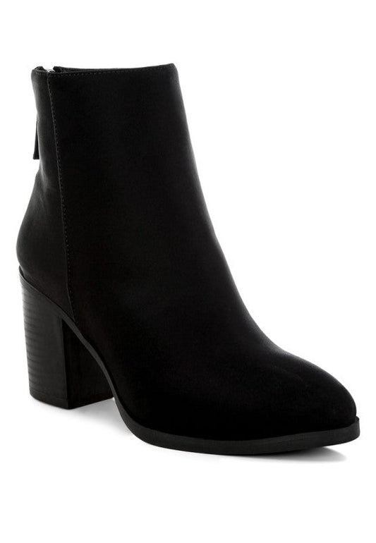 Veyara Lycra Block Heel Ankle Boots - Blu Lotus Boutique