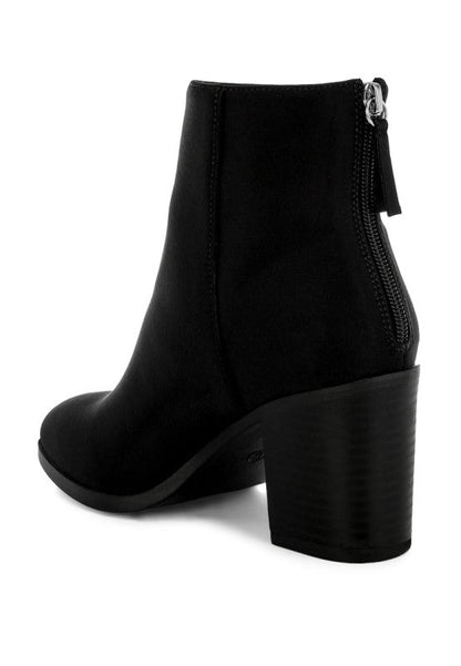 Veyara Lycra Block Heel Ankle Boots - Blu Lotus Boutique