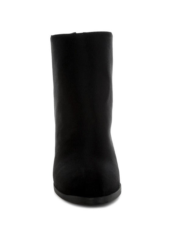 Veyara Lycra Block Heel Ankle Boots - Blu Lotus Boutique