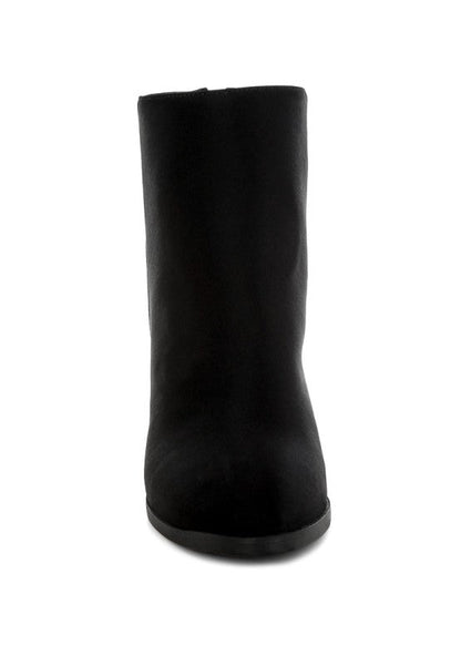 Veyara Lycra Block Heel Ankle Boots - Blu Lotus Boutique