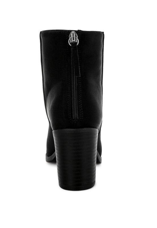 Veyara Lycra Block Heel Ankle Boots - Blu Lotus Boutique