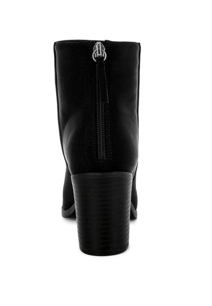 Veyara Lycra Block Heel Ankle Boots - Blu Lotus Boutique