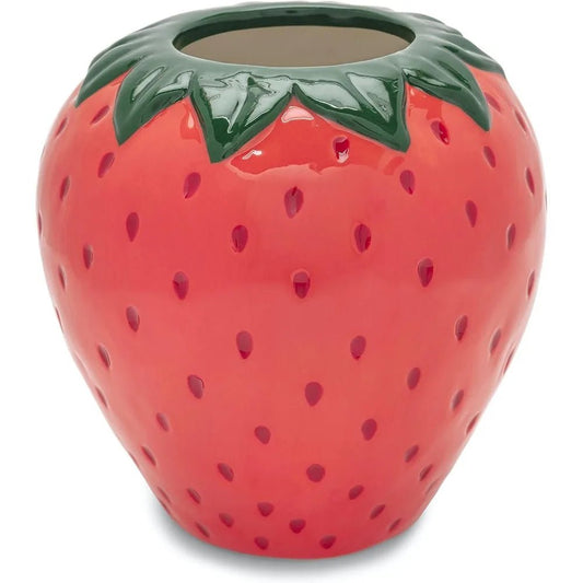vintage inspired strawberry vase, decorative ceramic vase, large flower vase, unique strawberry decor for home/kitchen/office - Blu Lotus Boutique
