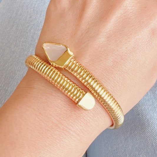 Viper Golden Coil Bangle Bracelet - Blu Lotus Boutique