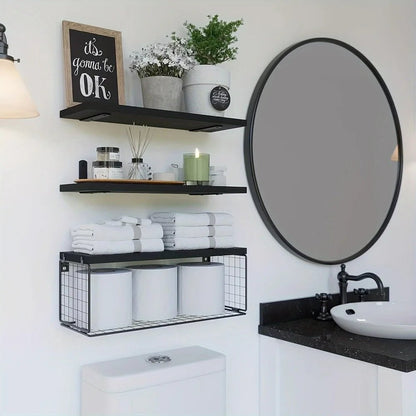 Wall Mounted Floating Shelves 3 Wood Bathroom Shelves Farmhouse Floating Shelf Bathroom Accessories for Bedroom - Blu Lotus Boutique