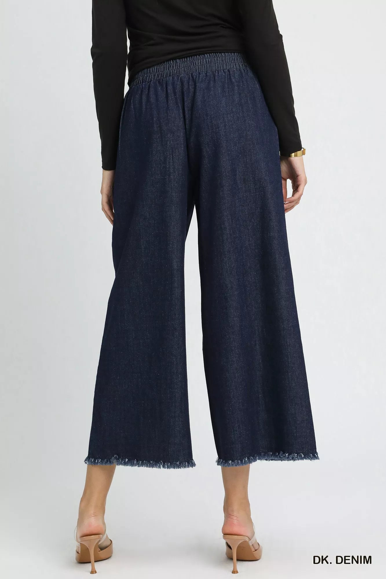 Washed Fringe Hem Wide Leg Jeans - Blu Lotus Boutique