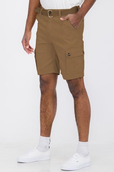 Weiv Mens Belted Cargo Shorts with Belt - Blu Lotus Boutique