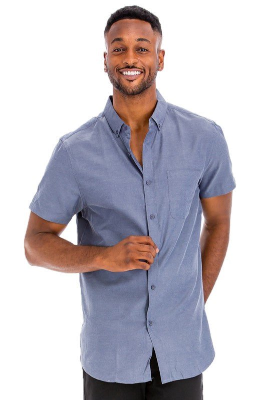Weiv Men's Casual Short Sleeve Solid Shirts - Blu Lotus Boutique