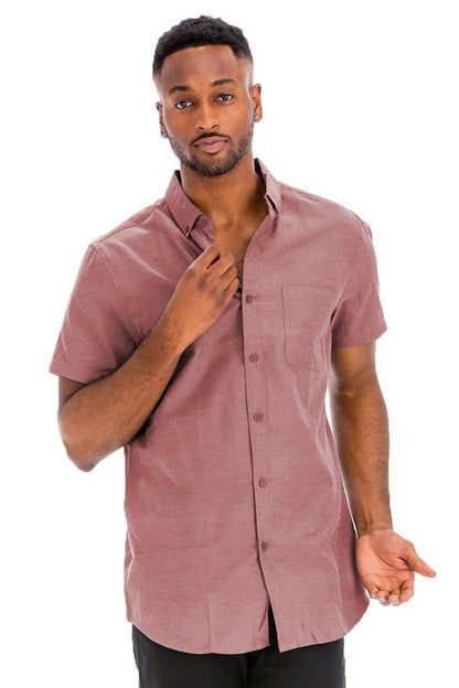 Weiv Men's Casual Short Sleeve Solid Shirts - Blu Lotus Boutique