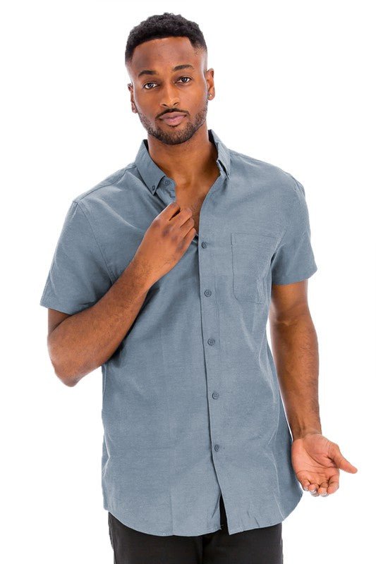 Weiv Men's Casual Short Sleeve Solid Shirts - Blu Lotus Boutique