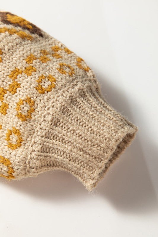 Western Knit Buttoned V - Neck Cardigan Sweater - Blu Lotus Boutique