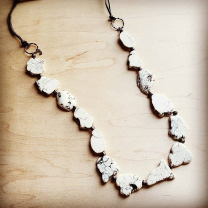 White Turquoise Slab Necklace with Leather Closure - Blu Lotus Boutique