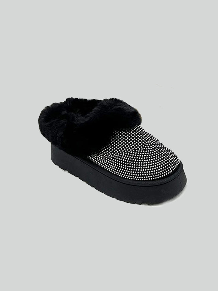 WILD DIVA Embellished Faux Fur Platform Booties - Blu Lotus Boutique