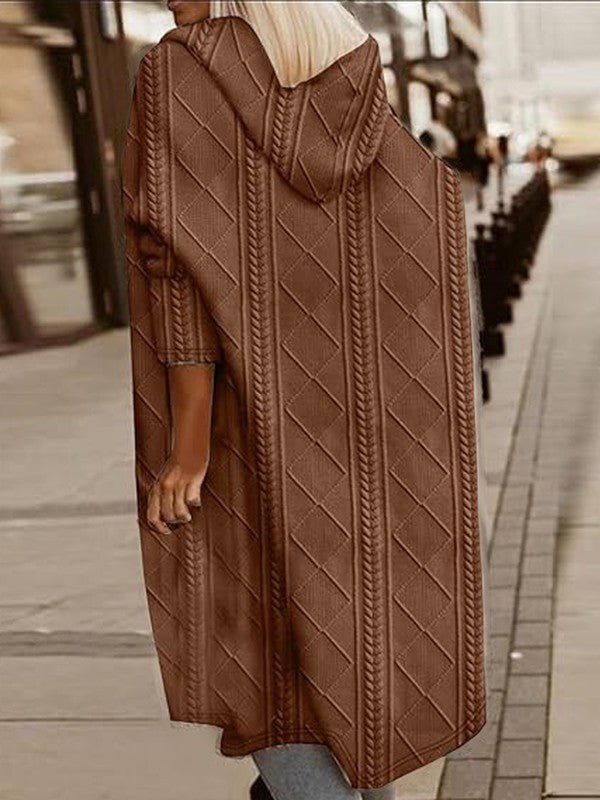 Womens Long Cardigans Cable Knitted Open Front - Blu Lotus Boutique